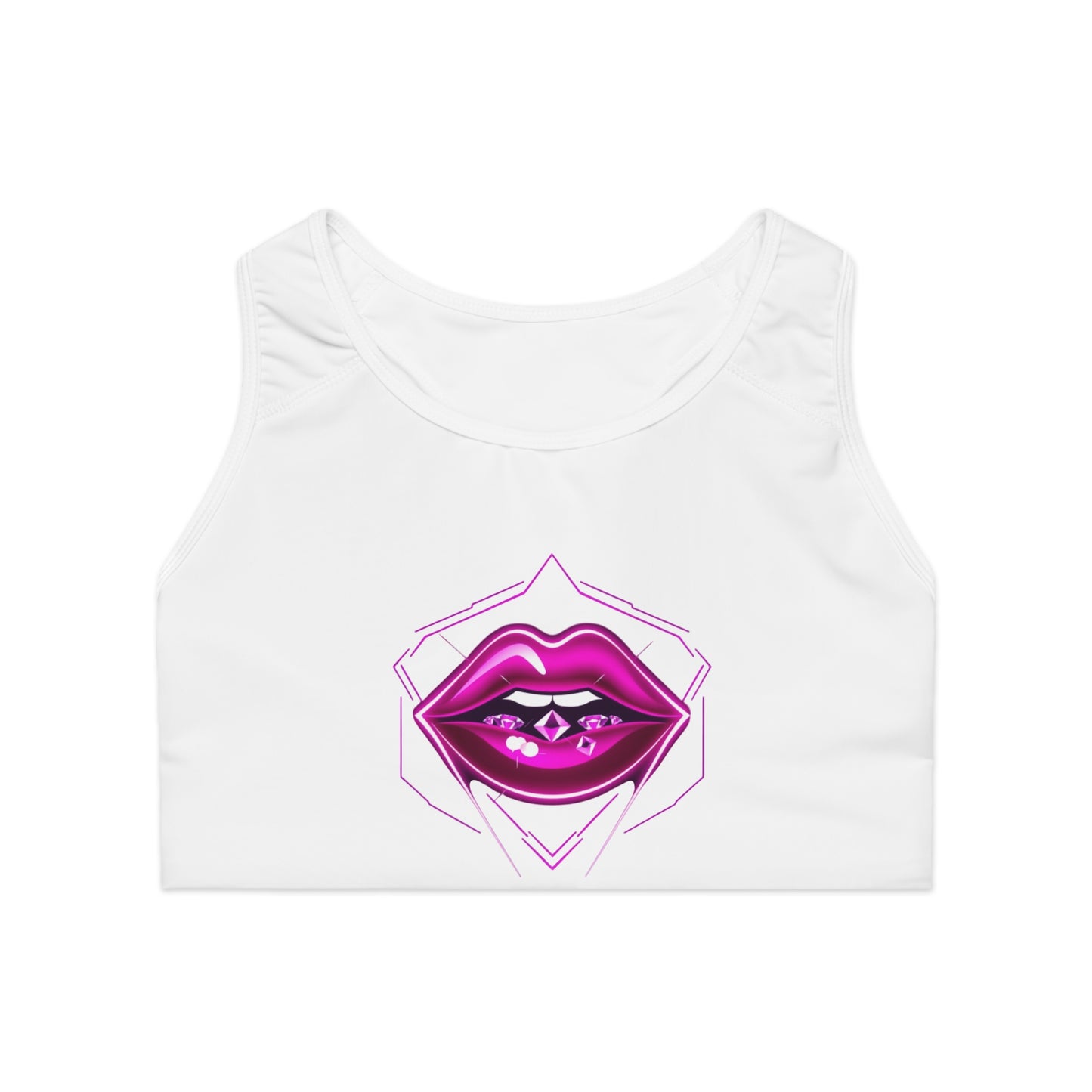 Lip Art Sports Bra - Trendy Activewear, Workout Top, Yoga Bra, Fitness Apparel, Gifts for Her