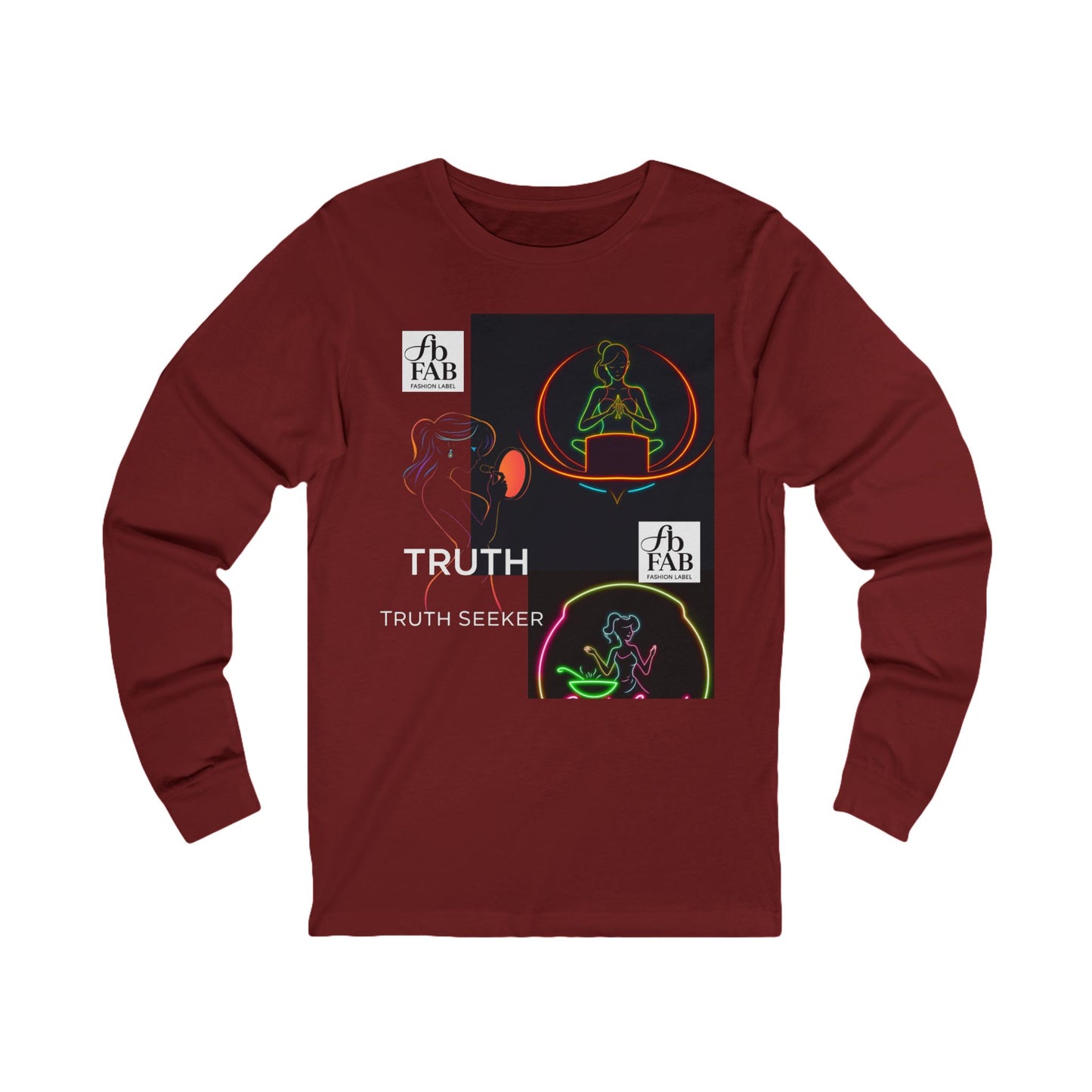 Neon Truth Long Sleeve Tee — Artistic Line-Drawn Figure Shirt