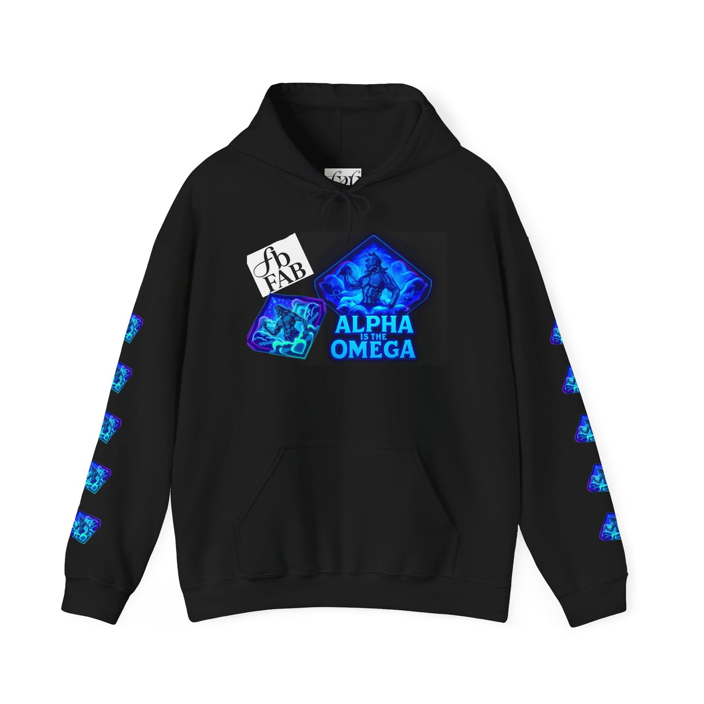Alpha is the Omega Graphic Hoodie — Blue Retro Logo Pullover