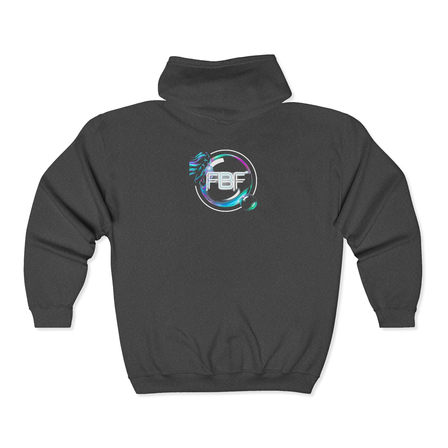 Retro Cyberpunk Zip Hoodie – Neon King Crest & PBF Logo
