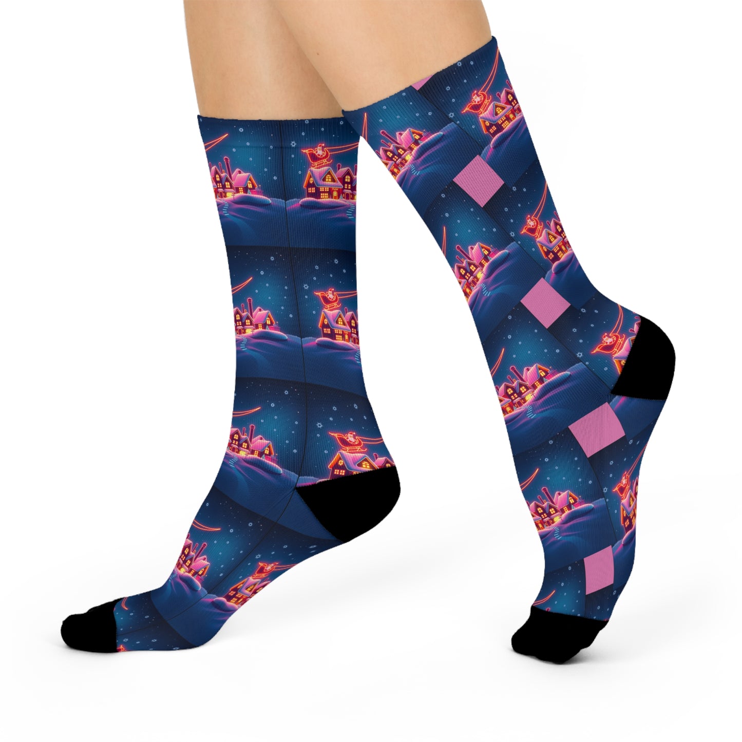 Holiday Gingerbread House Crew Socks — Cozy Cushioned Christmas Socks