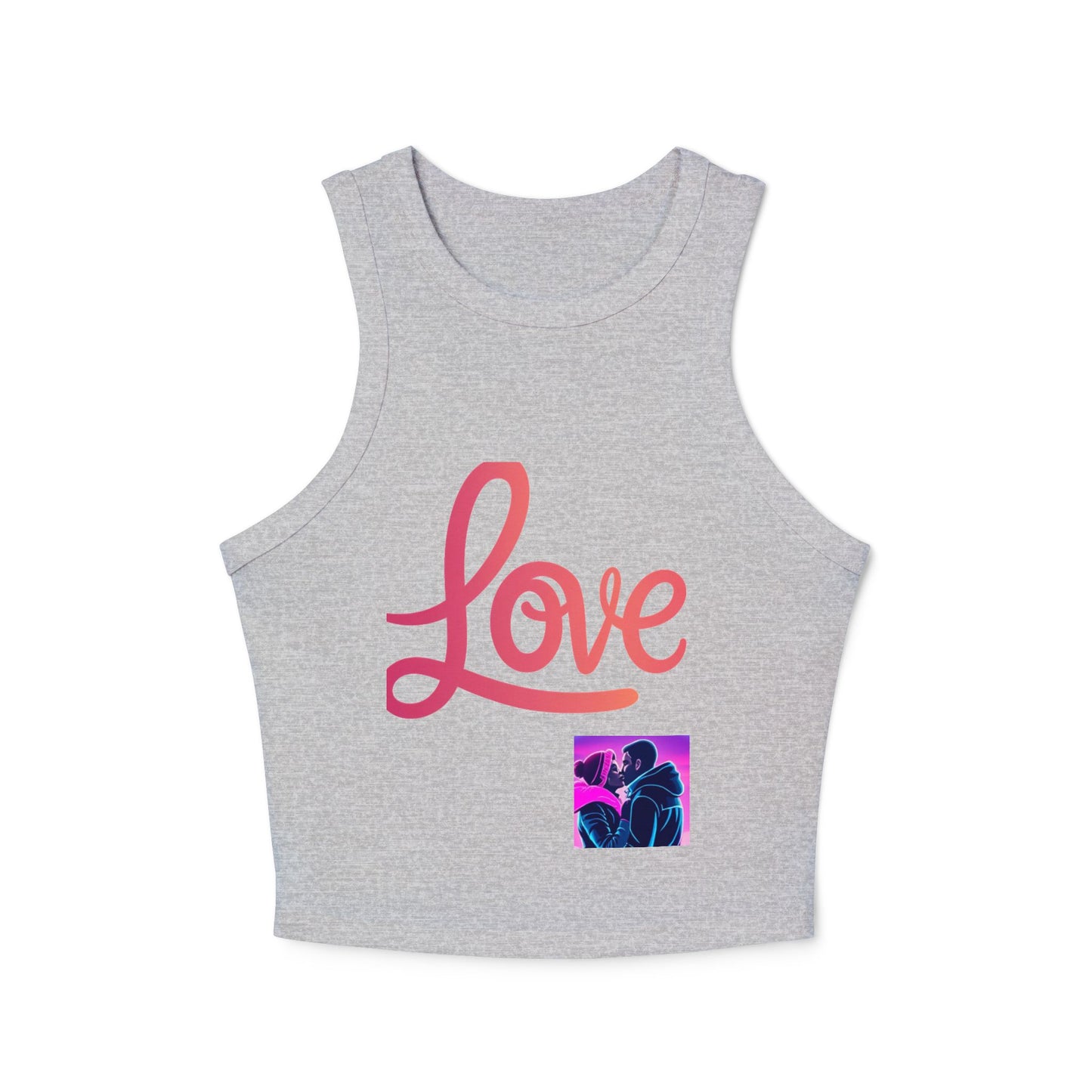 Love Neon Couple Racer Tank Top — Retro Vaporwave Valentine Crop