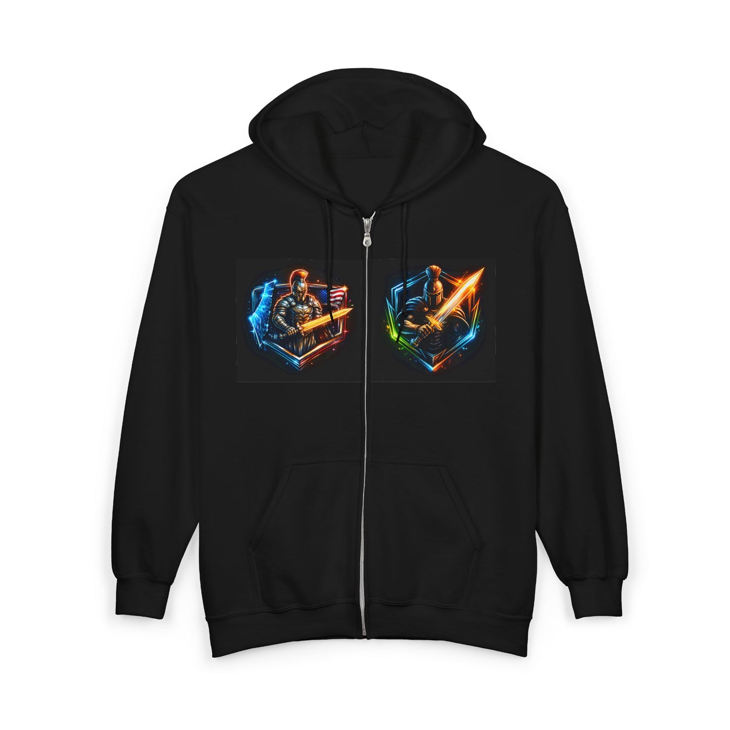 Retro Neon Gaming Zip Hoodie — 'Caesar Caesar Caesar' Icon Art