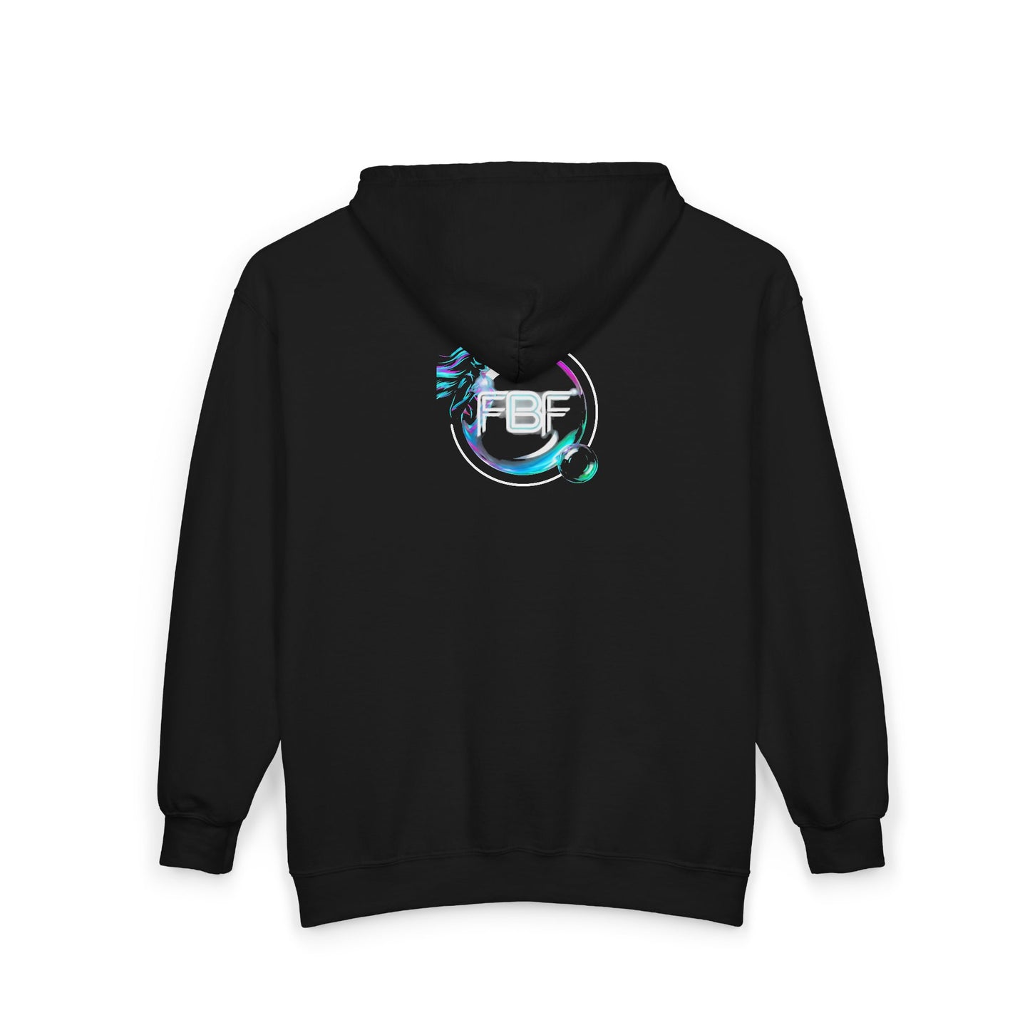 Retro Cyberpunk Zip Hoodie – Neon King Crest & PBF Logo