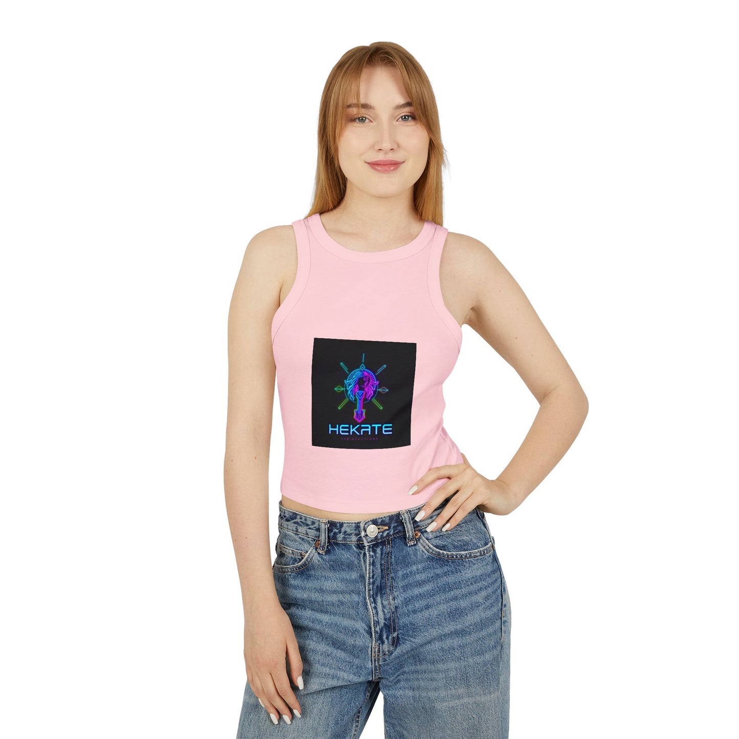 Graphic Women's Micro Rib Racer Tank Top, Comfortable Summer Top, Festival Outfit, Casual Wear, Gym Top