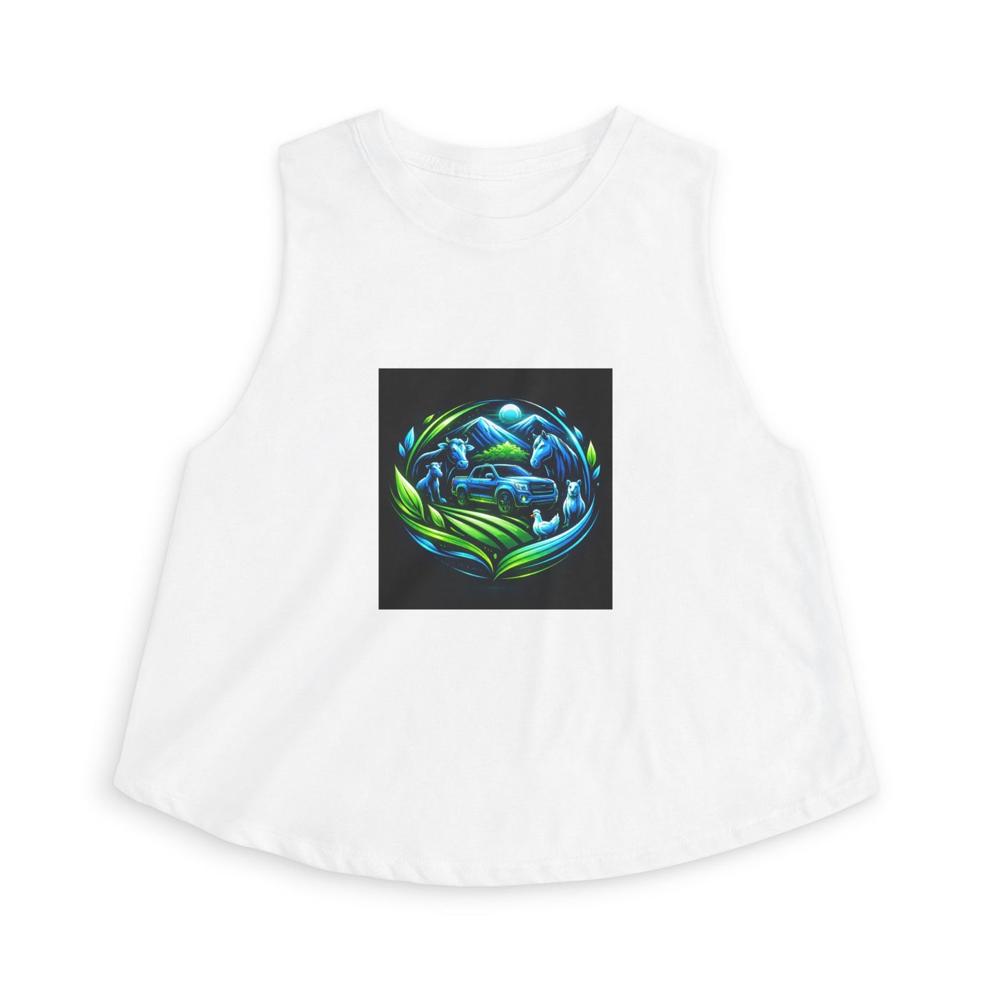 Crop Top — Blue Green Ocean Turtle Art