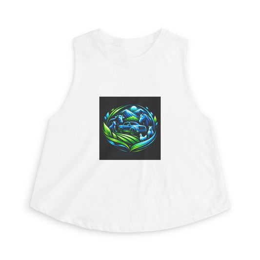 Crop Top — Blue Green Ocean Turtle Art