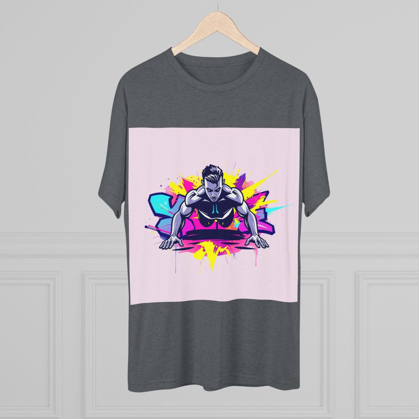 Fitness Motivation Tri-Blend Crew Tee - Vibrant Push-Up Design