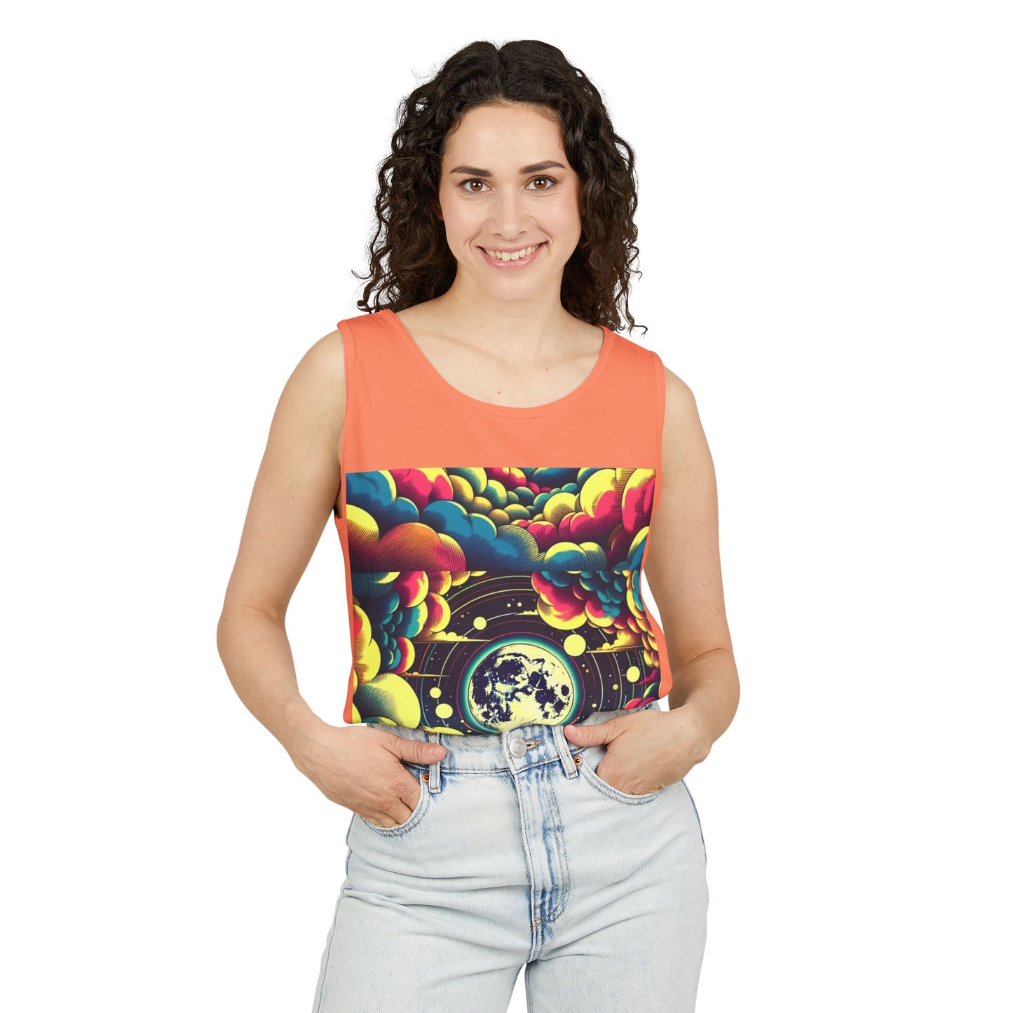 Vibrant Art Tank Top, Colorful Summer Tee, Graphic Beachwear, Boho Casual Top, Unique Gift for Art Lovers, Festival Attire