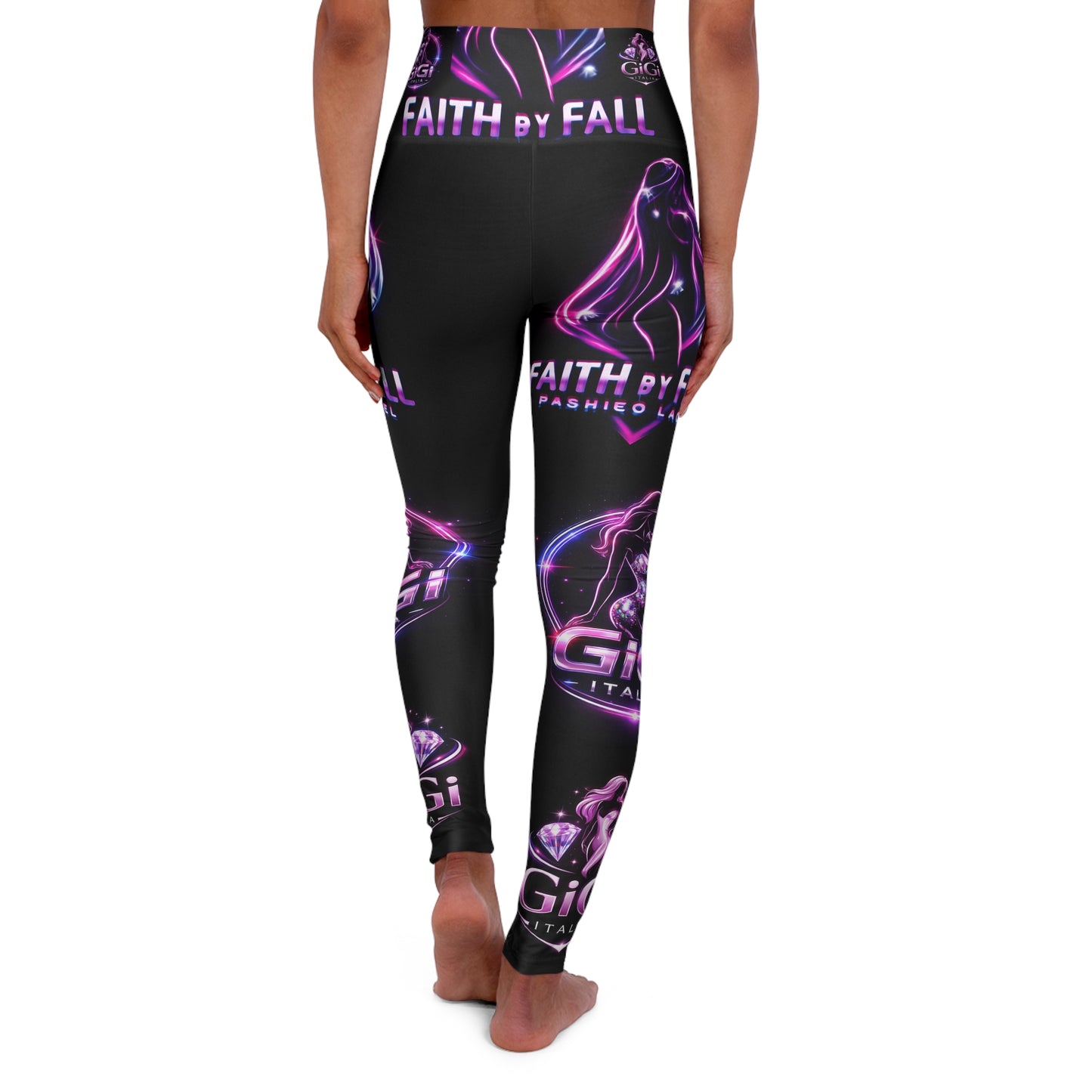 High-Waist 'Faith By Fall' Neon Galaxy Yoga Leggings