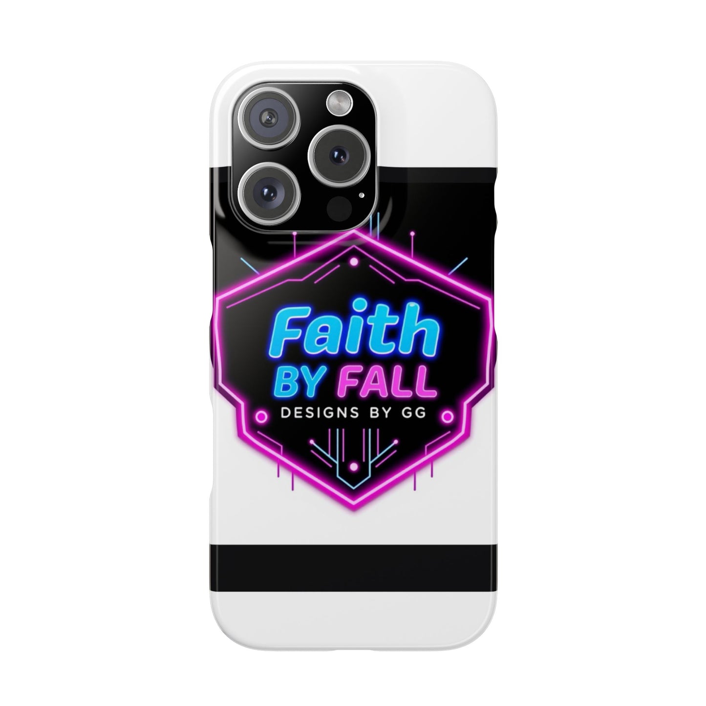 Faith by Fall Slim Phone Case - Neon Design for Tech Enthusiasts