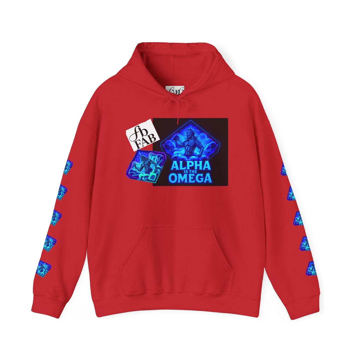 Alpha is the Omega Graphic Hoodie — Blue Retro Logo Pullover