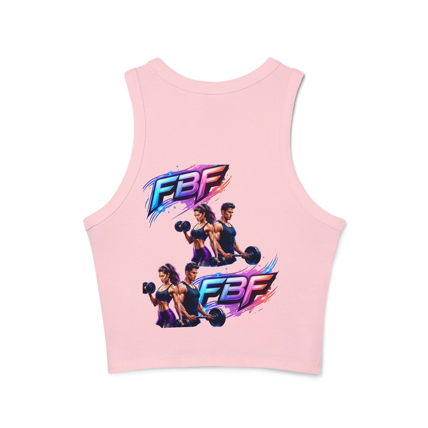Fitness Racer Tank Top — 'FBF' Weightlifting Graphic Women's Micro Rib Tank