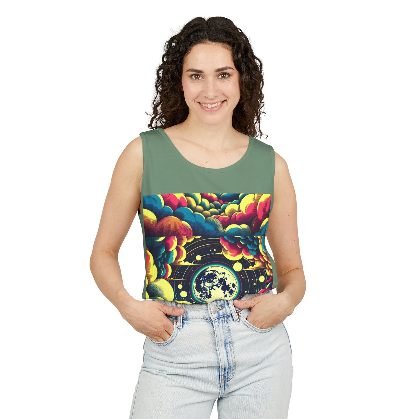 Vibrant Art Tank Top, Colorful Summer Tee, Graphic Beachwear, Boho Casual Top, Unique Gift for Art Lovers, Festival Attire