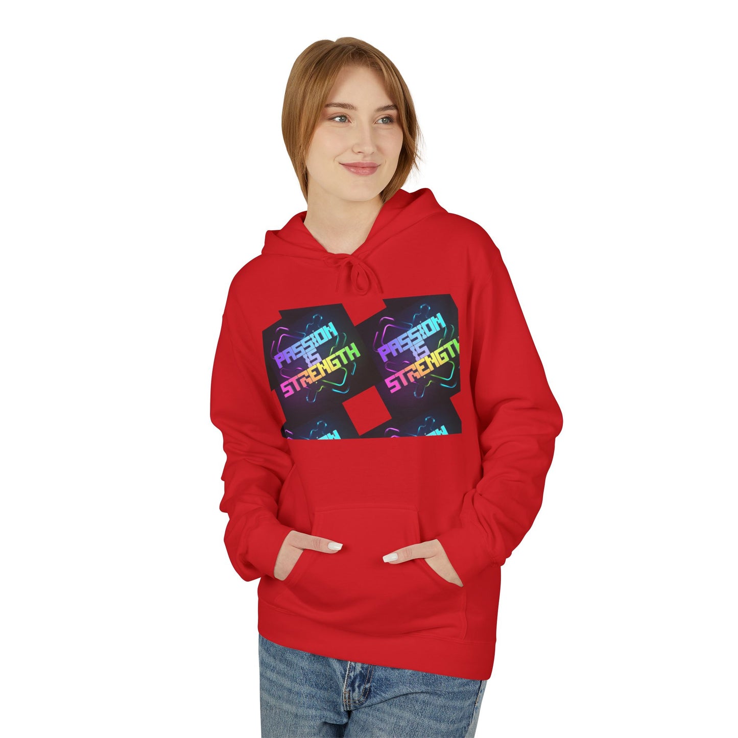 Passion is Strength Graphic Hoodie — Retro Rainbow Tombstone Design