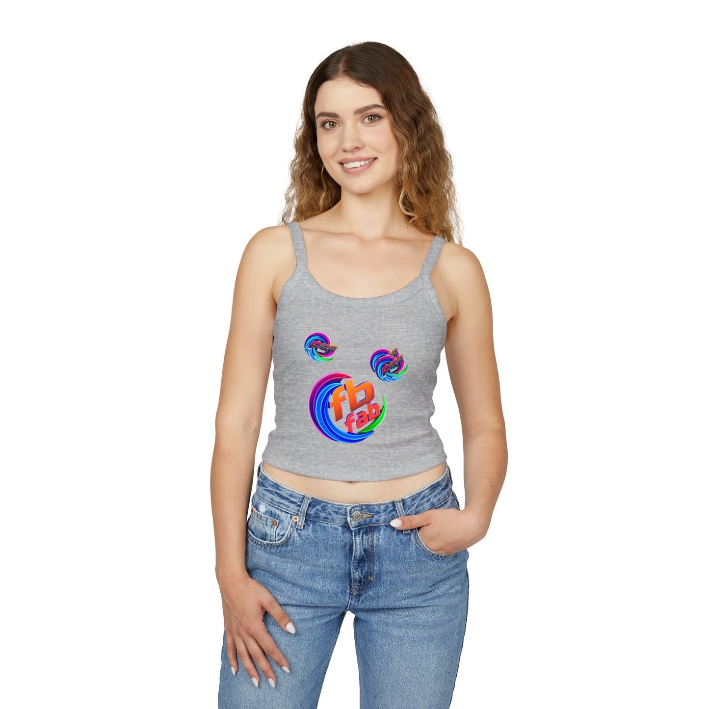 Women's Crop Tank Top — Colorful 'fb fab' Retro Swirl Graphic