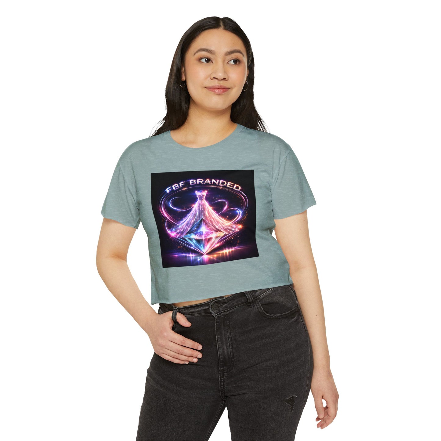 Festival Glow Crop Top — Neon 'FBF Branded' Rave Graphic