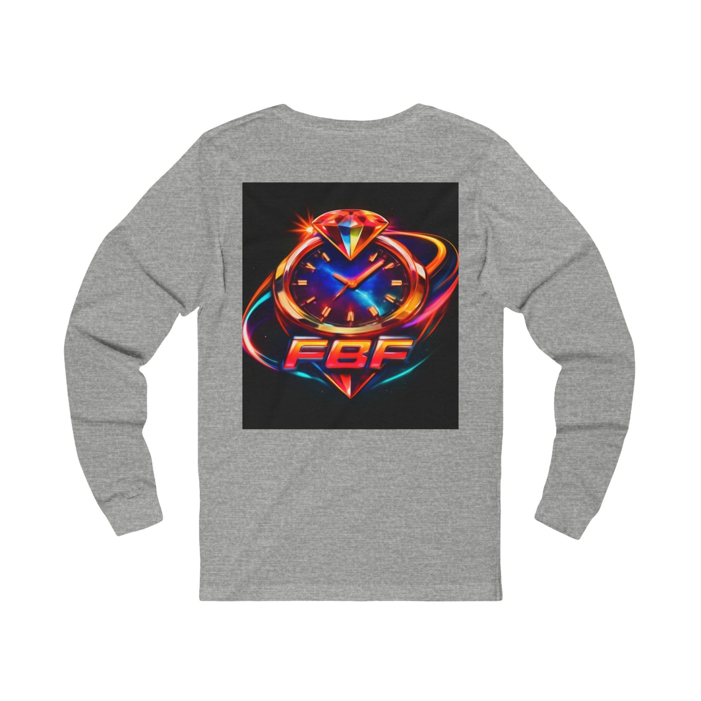 FBF Neon Clock Long Sleeve Tee — Retro Futuristic Timepiece Graphic Shirt