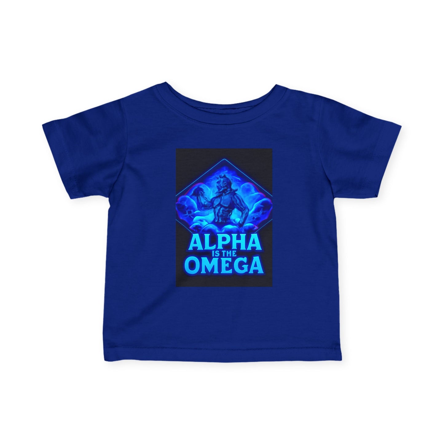 Infant Tee — "Alpha Is the Omega" Neon Christian Baby Shirt