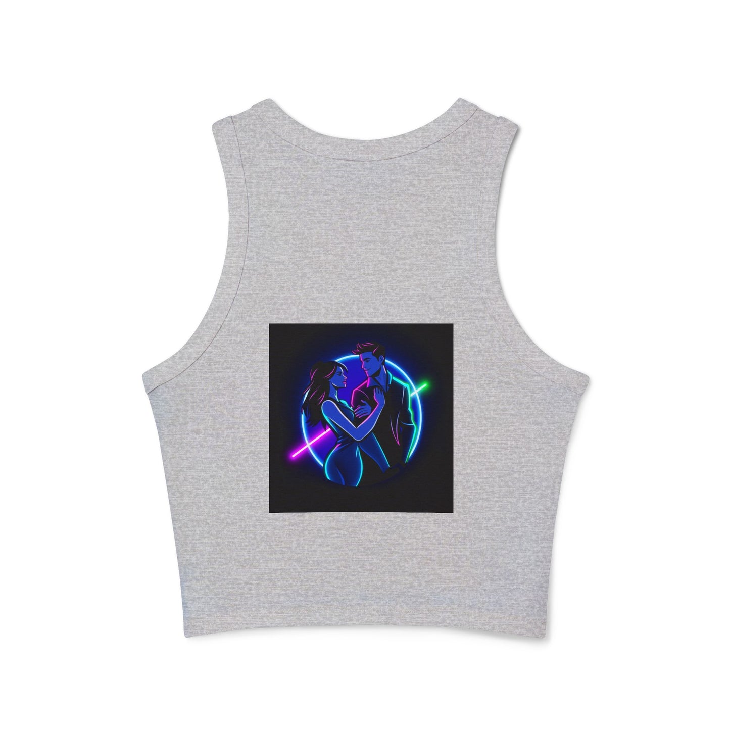 Neon Love Graphic Tank Top, Women's Racerback Shirt, Perfect for Date Night, Festival Wear, Summer Style, Valentine's Day Gift