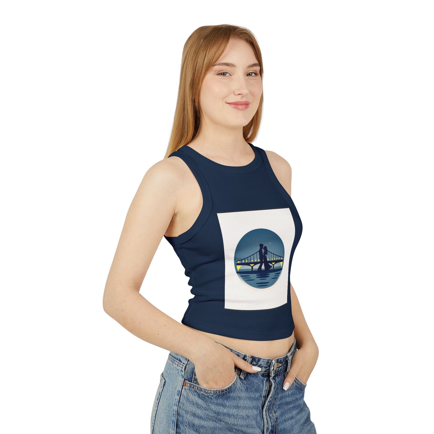 Cozy Women's Micro Rib Racer Tank Top with Bridge Design