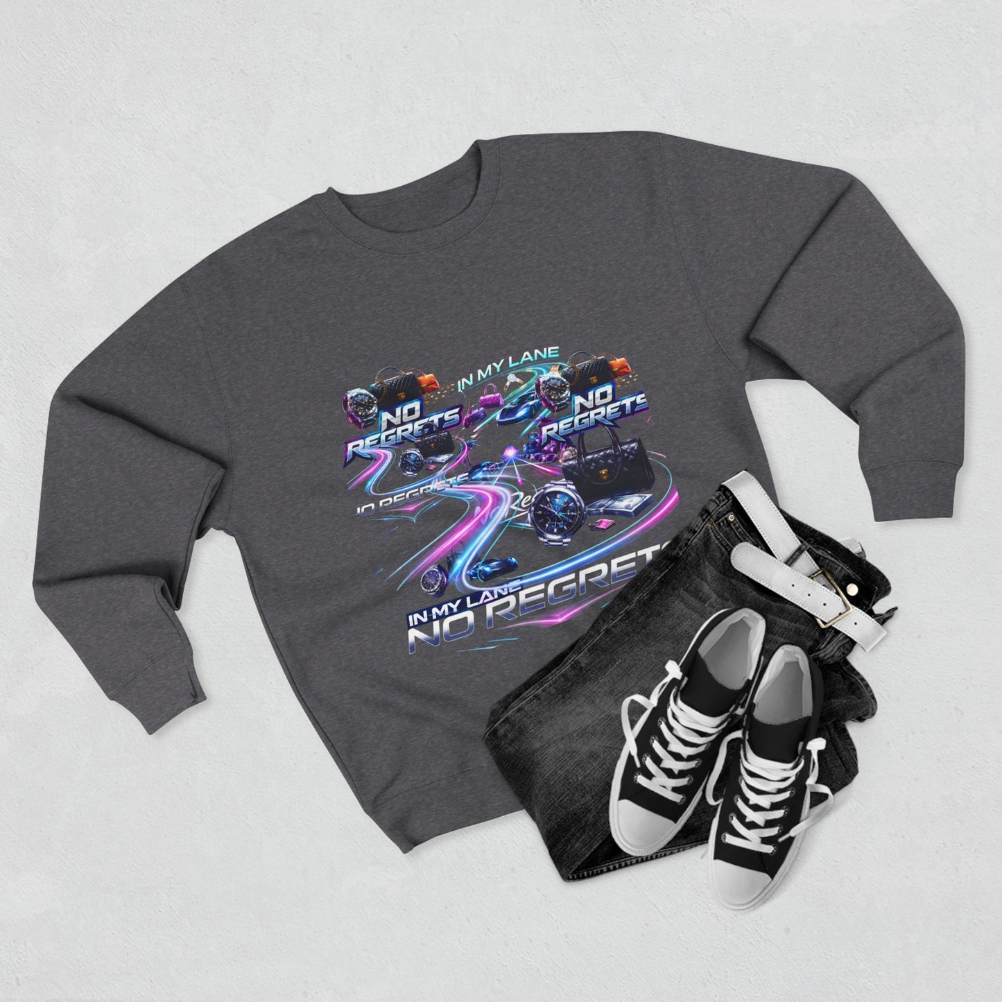 No Regrets Retro Vaporwave Crewneck Sweatshirt