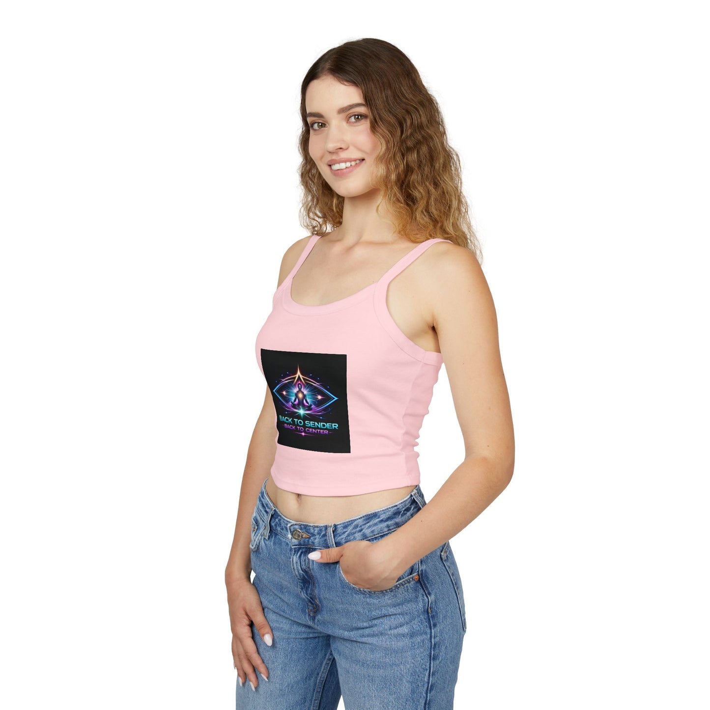 Spaghetti Tank - "Back to Sender, Back to Center" Mystic Chakra Design