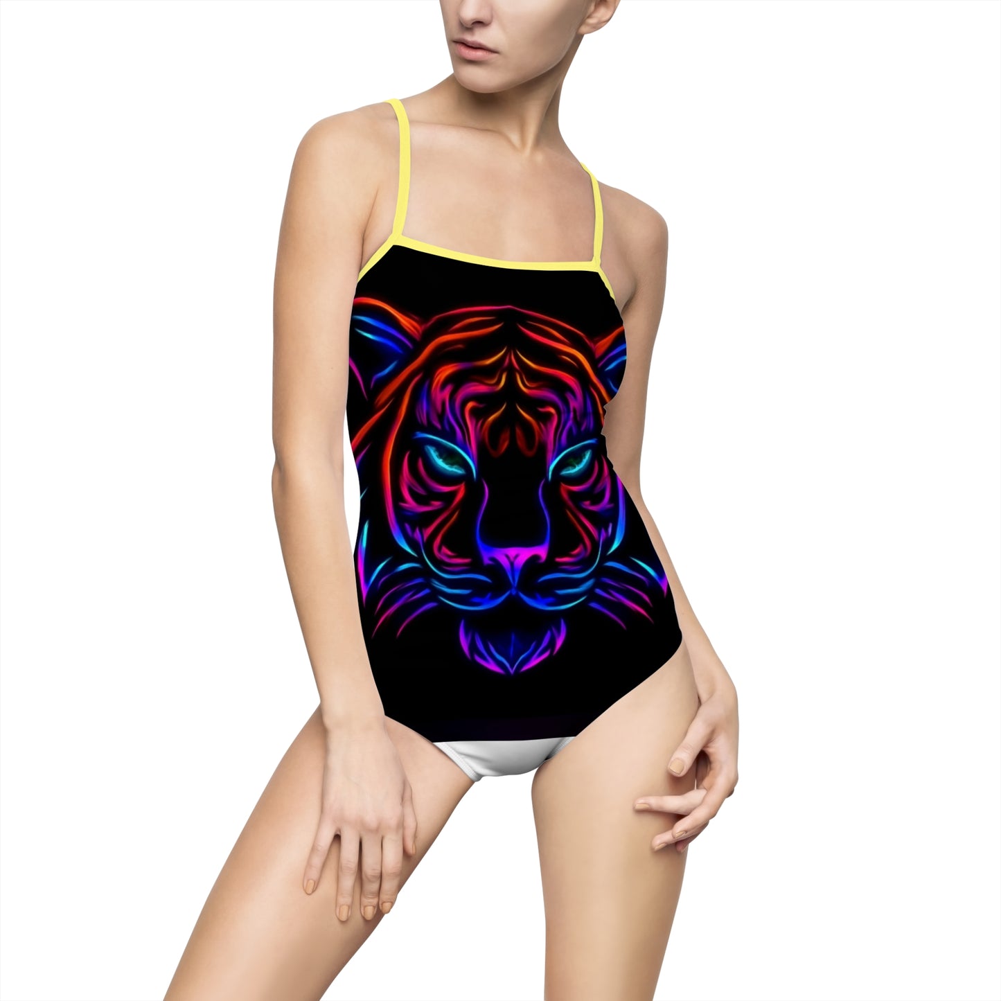 Neon Tiger One-Piece Swimsuit | Vibrant Swimwear, Summer Beachwear, Party Outfit, Swim Team Gear, Vacation Must-Have