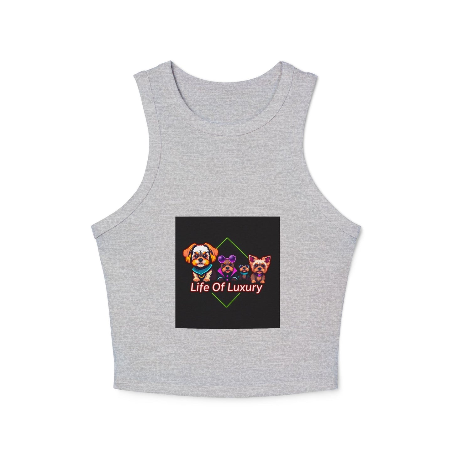 Life Of Luxury Dog-Themed Women's Micro Rib Racer Tank Top, Cute Pet Lover Apparel, Summer Fashion, Gift for Dog Moms, Casual Outfit