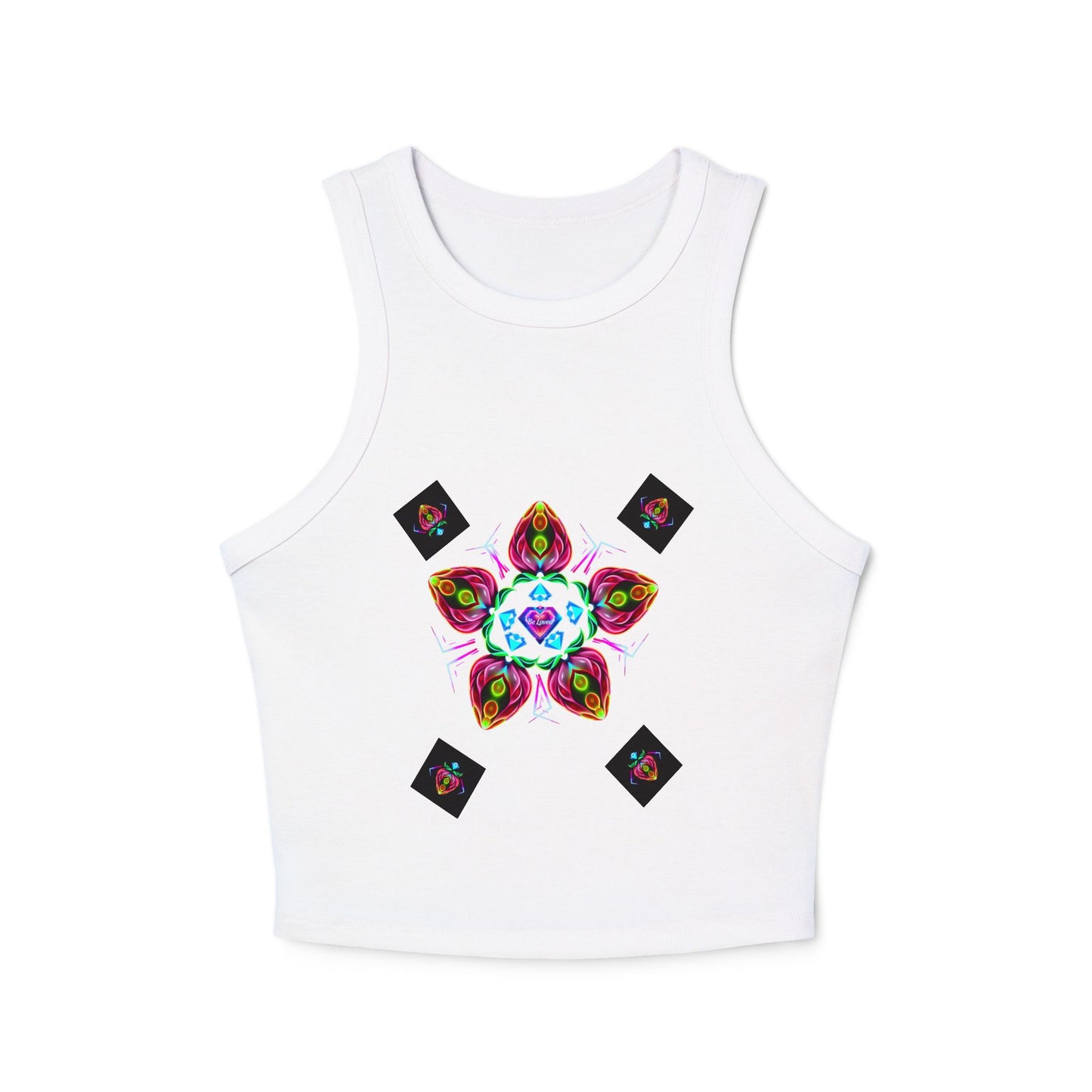 Colorful Graphic Racer Tank Top, Vibrant Summer Top, Festival Apparel, Boho Chic, Casual Wear, Perfect for Concerts, Gift Idea