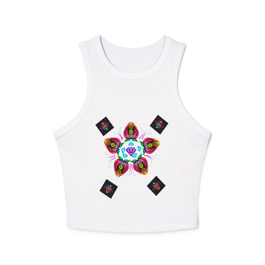 Colorful Graphic Racer Tank Top, Vibrant Summer Top, Festival Apparel, Boho Chic, Casual Wear, Perfect for Concerts, Gift Idea