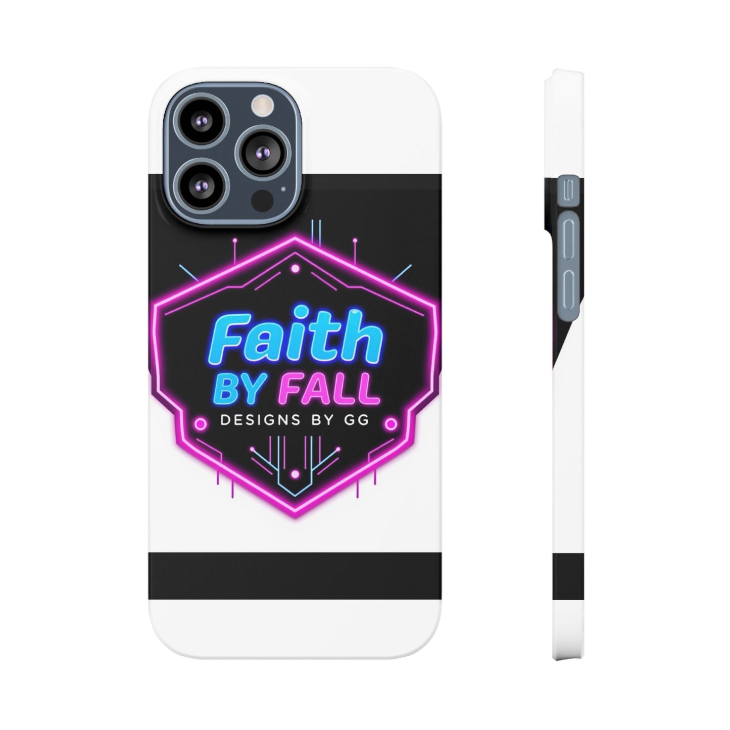 Faith by Fall Slim Phone Case - Neon Design for Tech Enthusiasts