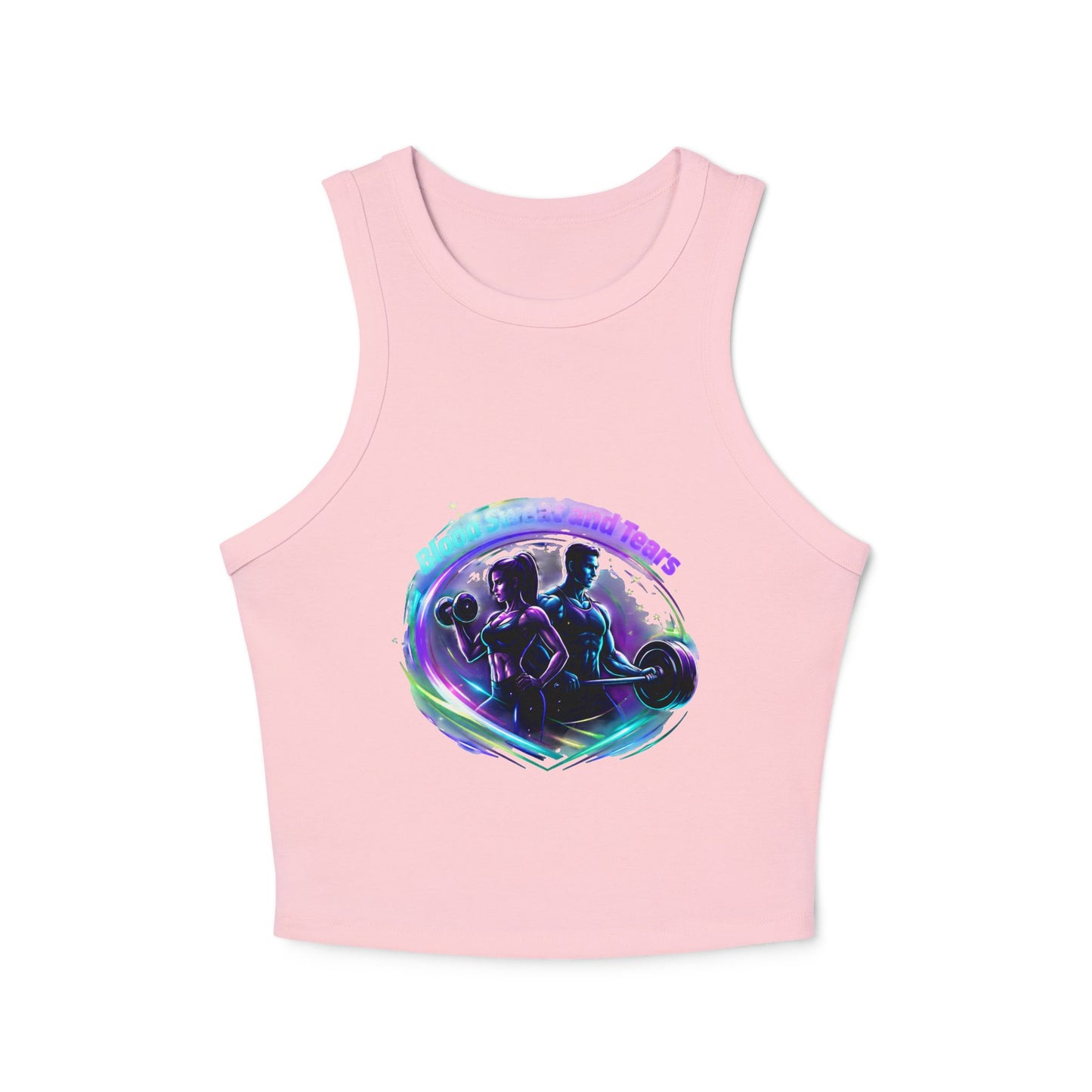 Fitness Racer Tank Top — 'FBF' Weightlifting Graphic Women's Micro Rib Tank