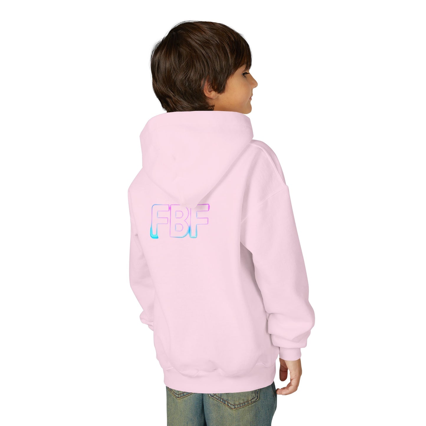 Youth Hoodie with Pastel Soundwave & FBF Back Print – Cute Music Graphic Pullover