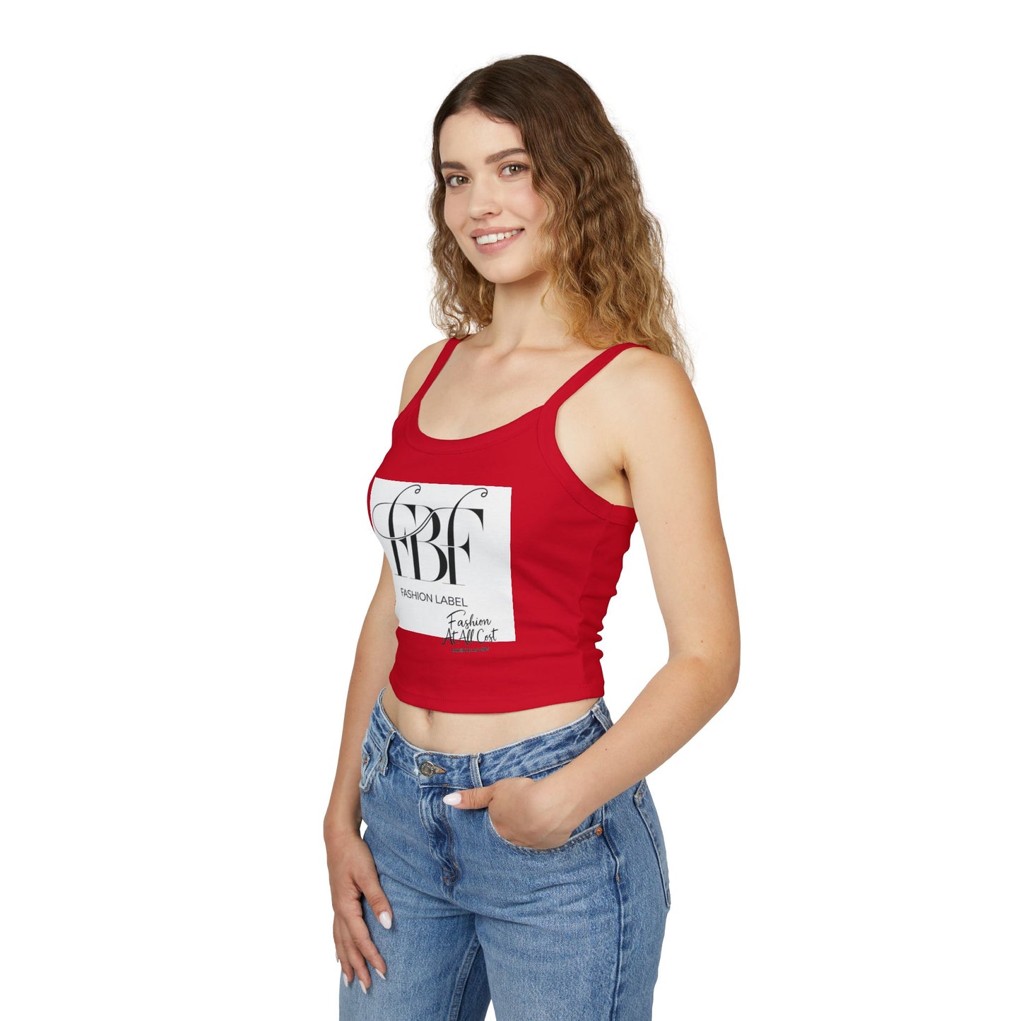 Chic Spaghetti Strap Tank Top - Fashion Label Graphic