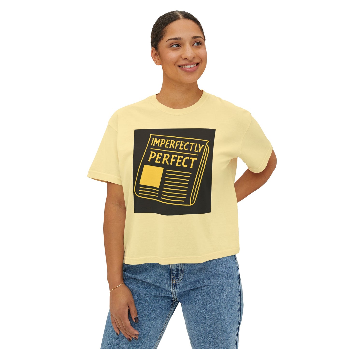 Imperfectly Perfect Women's Boxy Tee, Casual Shirt, Gift for Her, Statement Tee, Empowerment Fashion, Self-Love Apparel