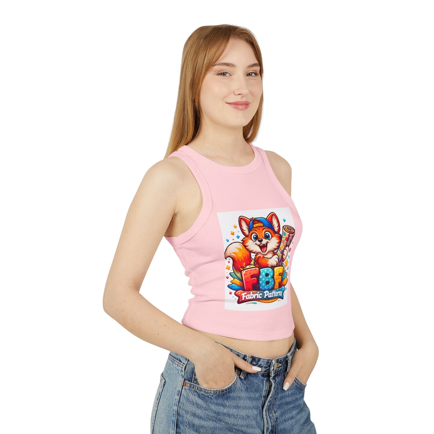 Fox Fabric Designer Tank — “Faith By Fall” Cute Cartoon Fox Racerback Tank Top