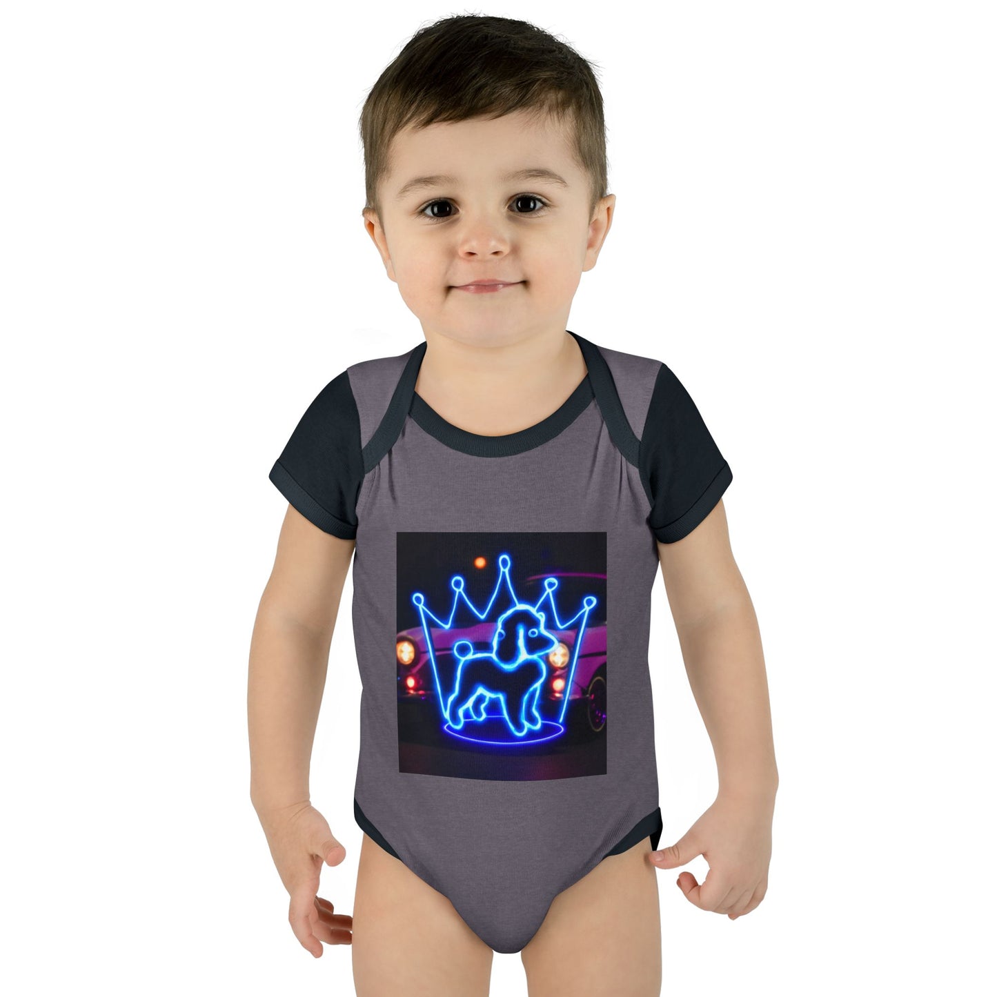 Neon Dog Crown Baby Bodysuit, Cute Infant Outfit, Baby Shower Gift, Newborn Clothes, Pet Lover Apparel, Birthday Gift for Baby