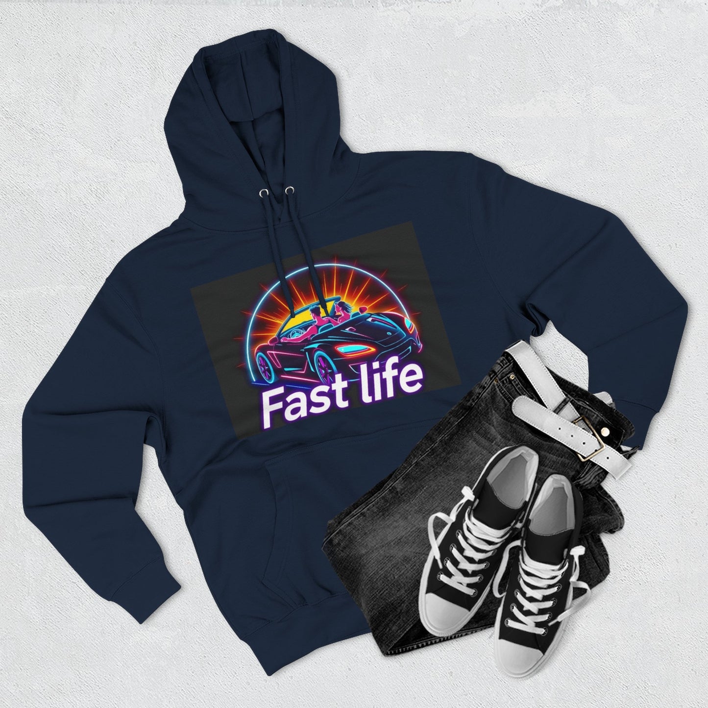Fast Life Fleece Hoodie for Car Enthusiasts
