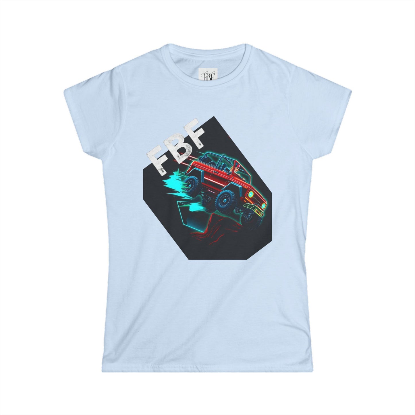 Retro Rally Women's Tee — Neon Muscle Car Graphic (Heart Back Print)