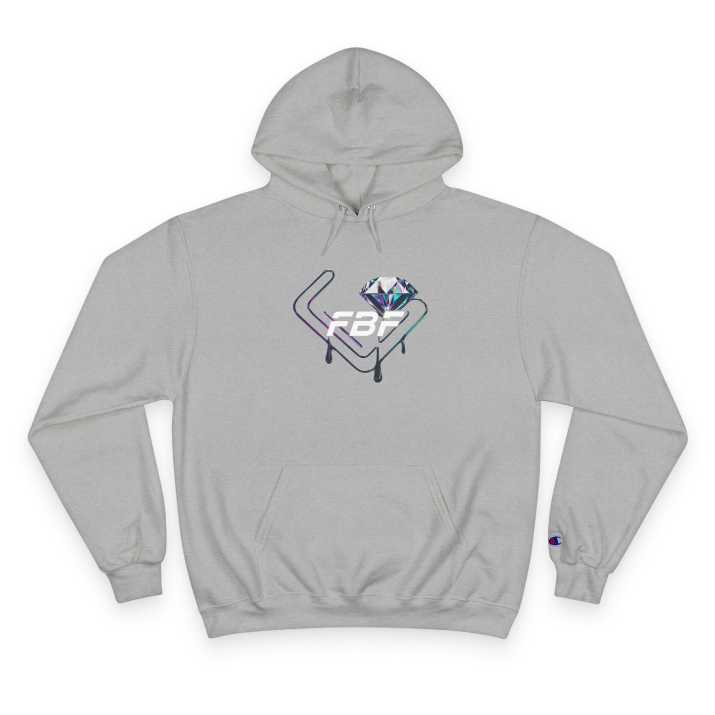 Fbf diamond Champion Hoodie — Dripping Diamond Heart Graphic Pullover