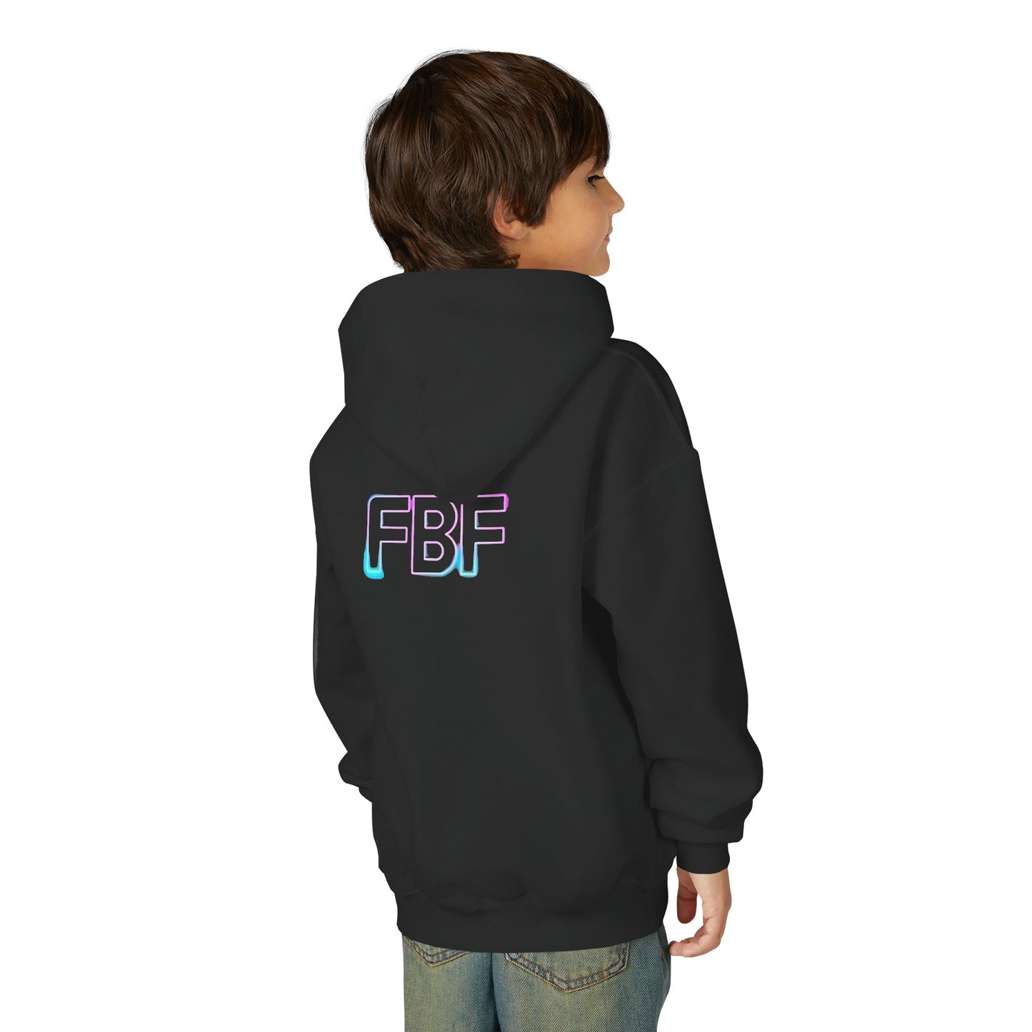 Youth Hoodie with Pastel Soundwave & FBF Back Print – Cute Music Graphic Pullover