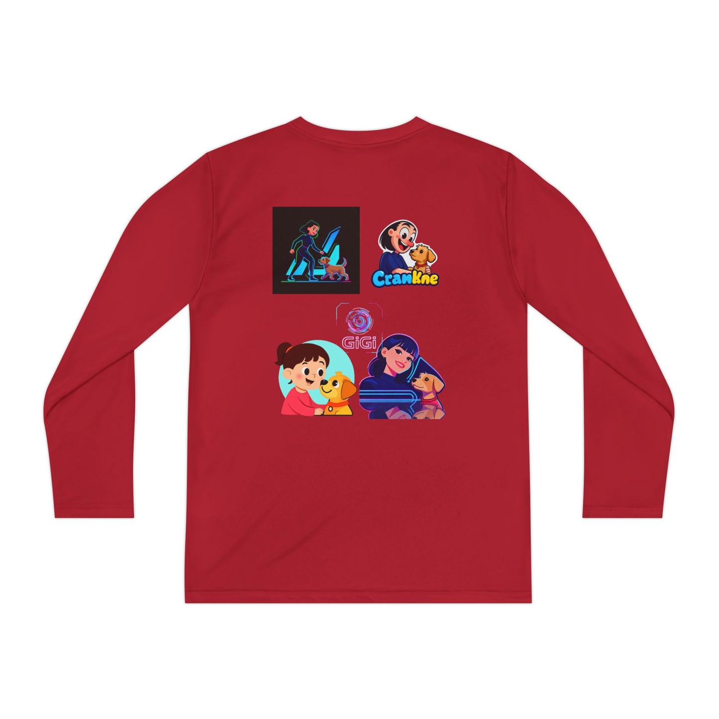 Youth Long Sleeve Tee — Girl Hugging Dog Graphic