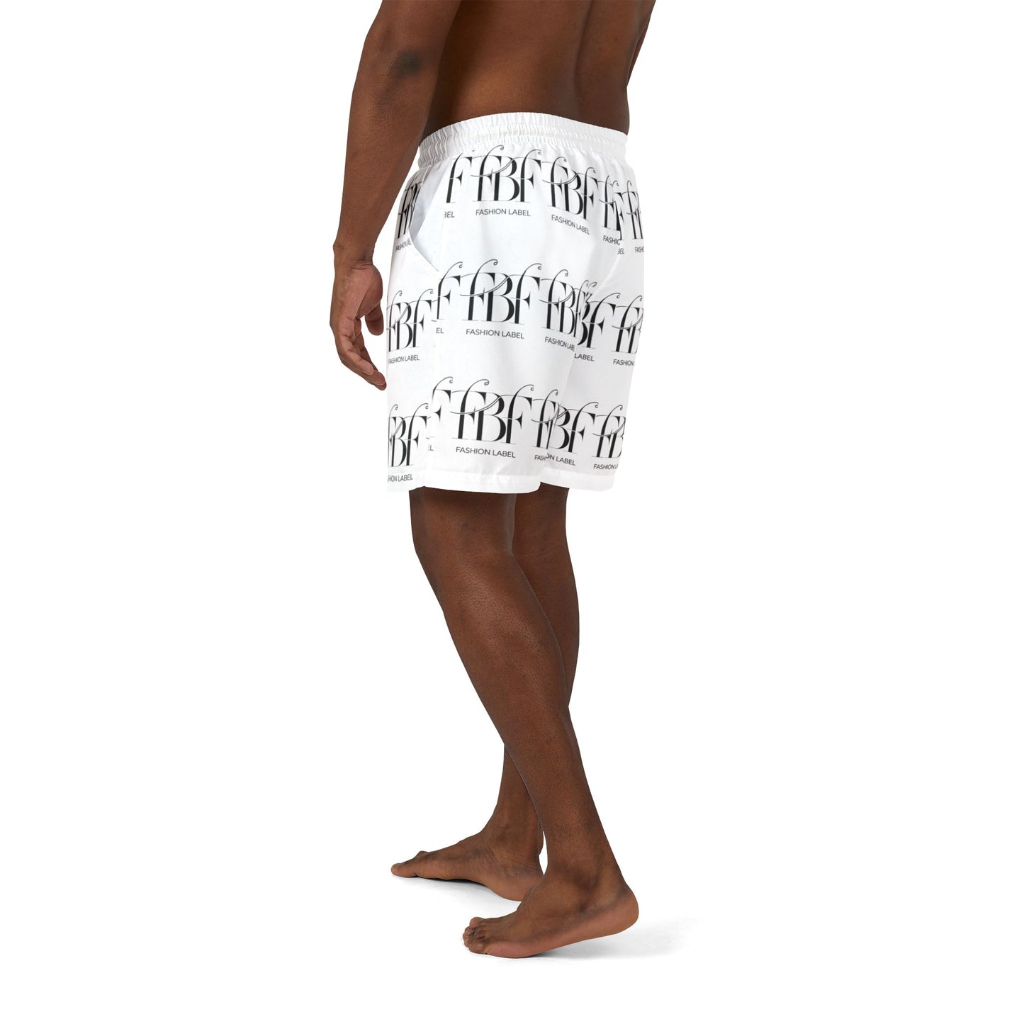 Trendy Unisex Swim Shorts - Fashion Label Print