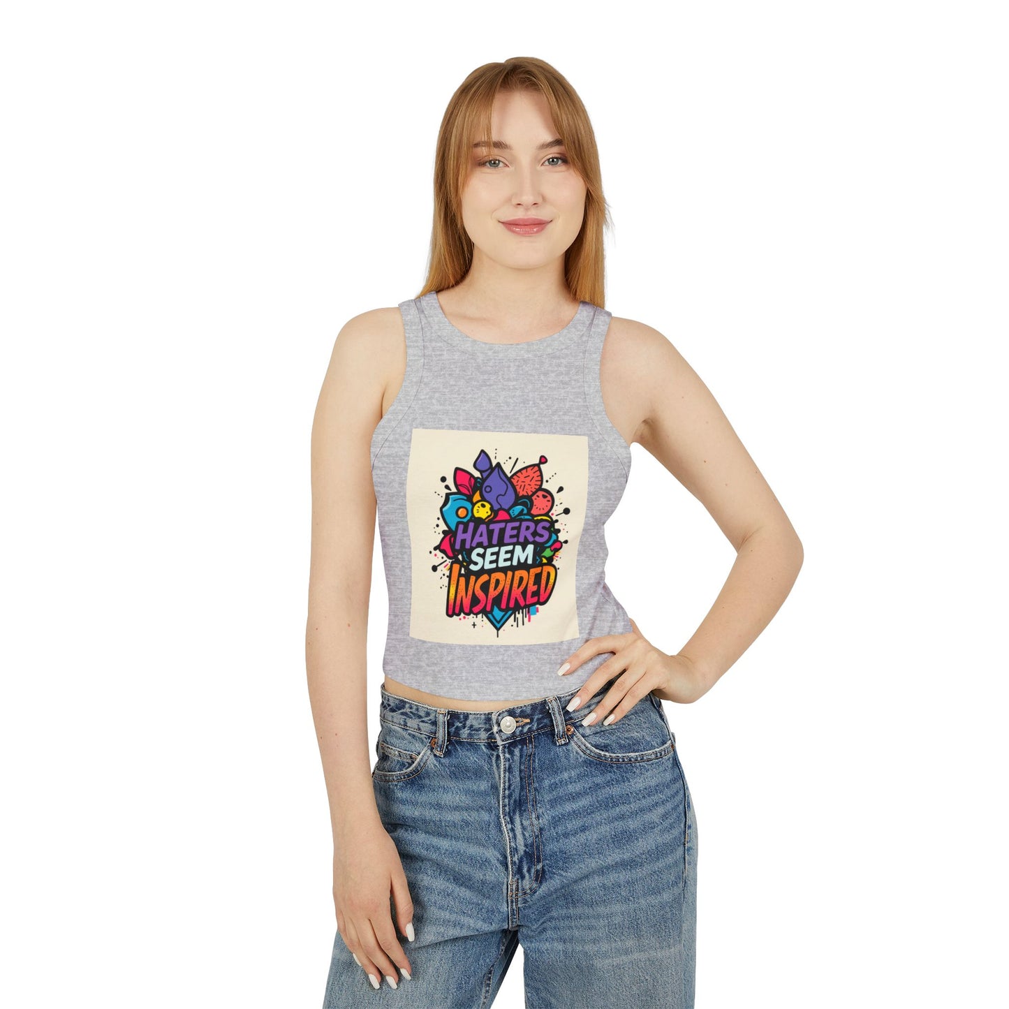 Inspirational Women's Micro Rib Racer Tank Top, Trendy Crop Top, Summer Style, Motivational Apparel, Gift for Her, Workout Gear