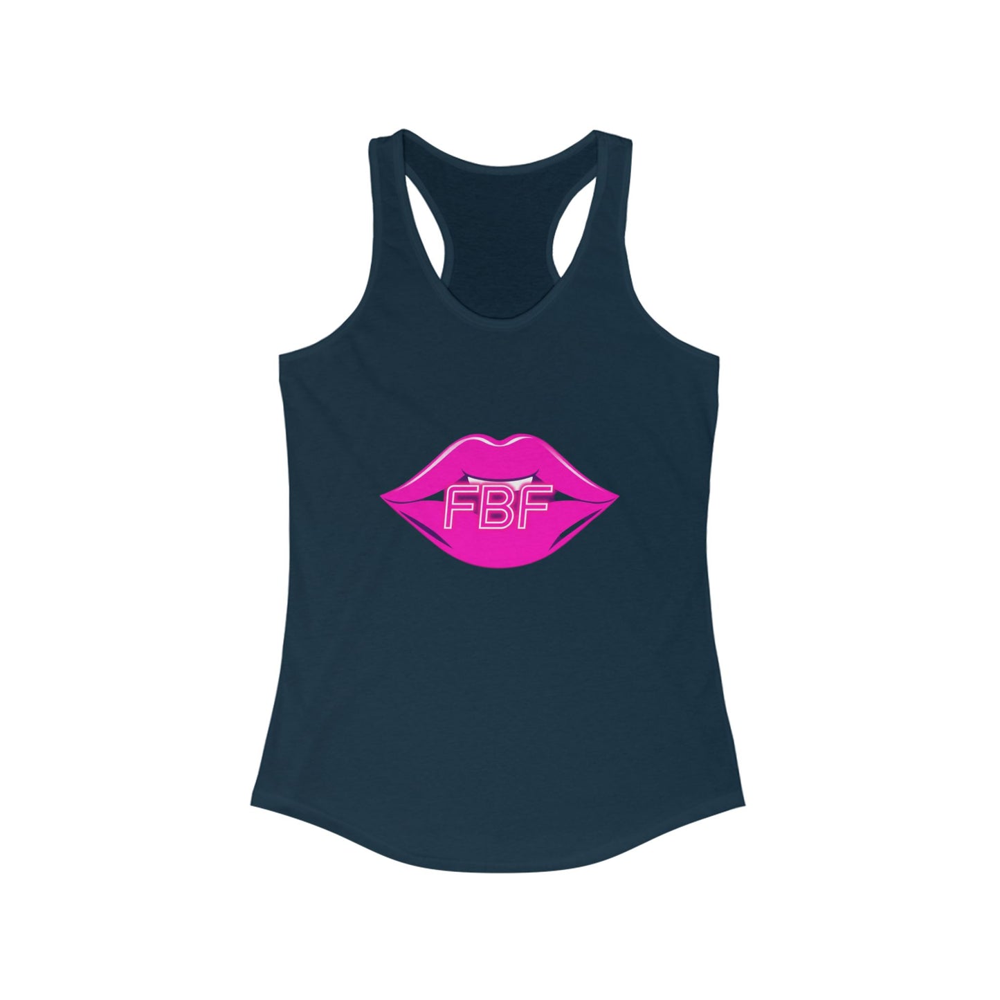 Chic Women’s Racerback Tank with Lip Design, Cute Workout Top, Summer Essential, Trendy Graphic Tee, Gifts for Her, Pool Party Apparel