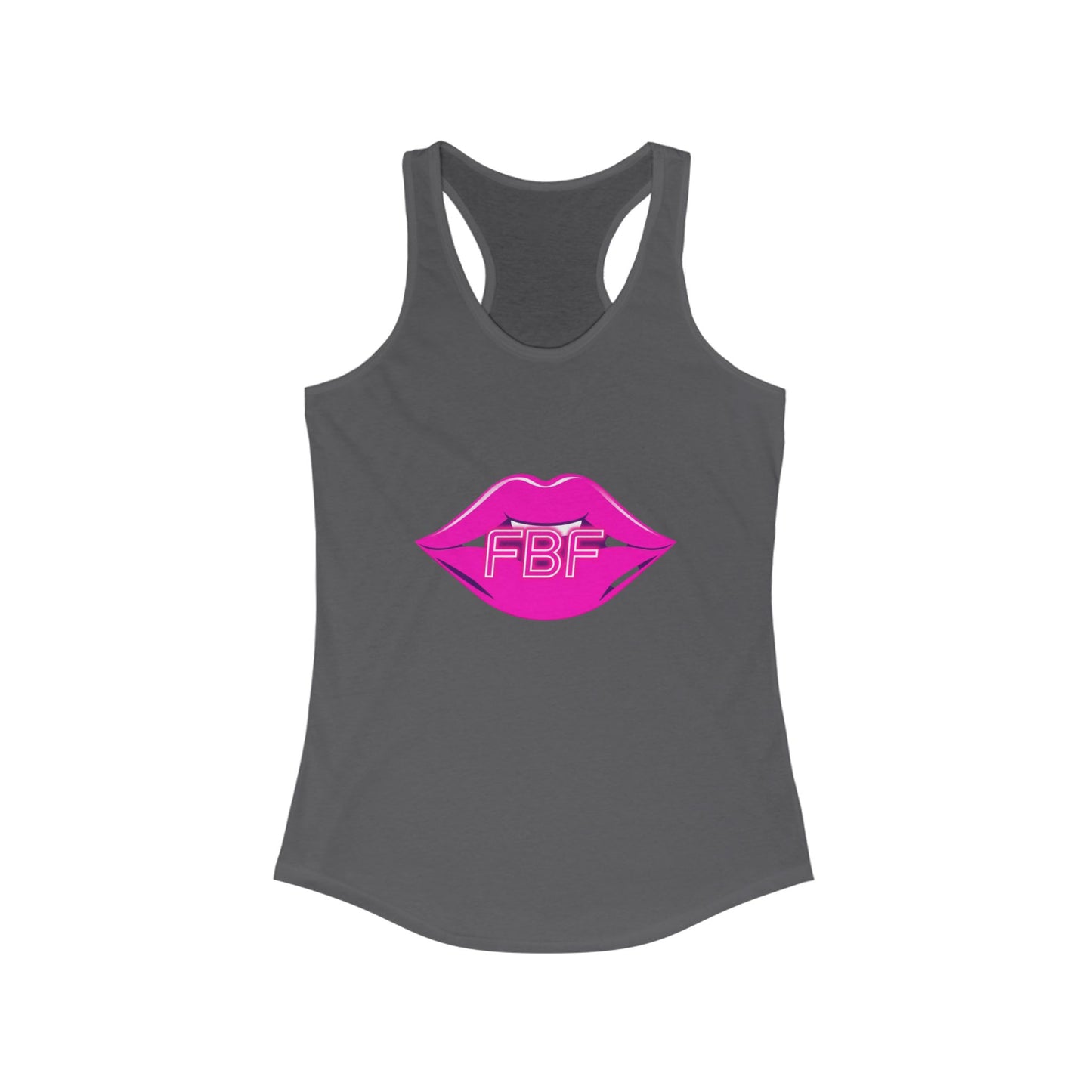 Chic Women’s Racerback Tank with Lip Design, Cute Workout Top, Summer Essential, Trendy Graphic Tee, Gifts for Her, Pool Party Apparel