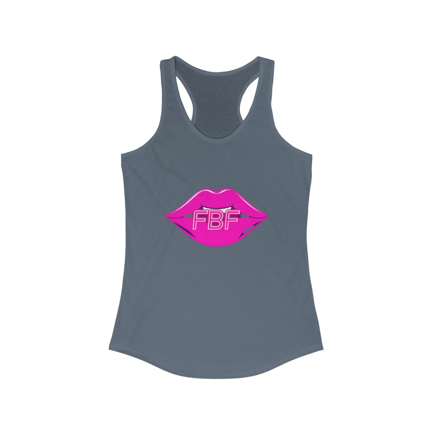 Chic Women’s Racerback Tank with Lip Design, Cute Workout Top, Summer Essential, Trendy Graphic Tee, Gifts for Her, Pool Party Apparel