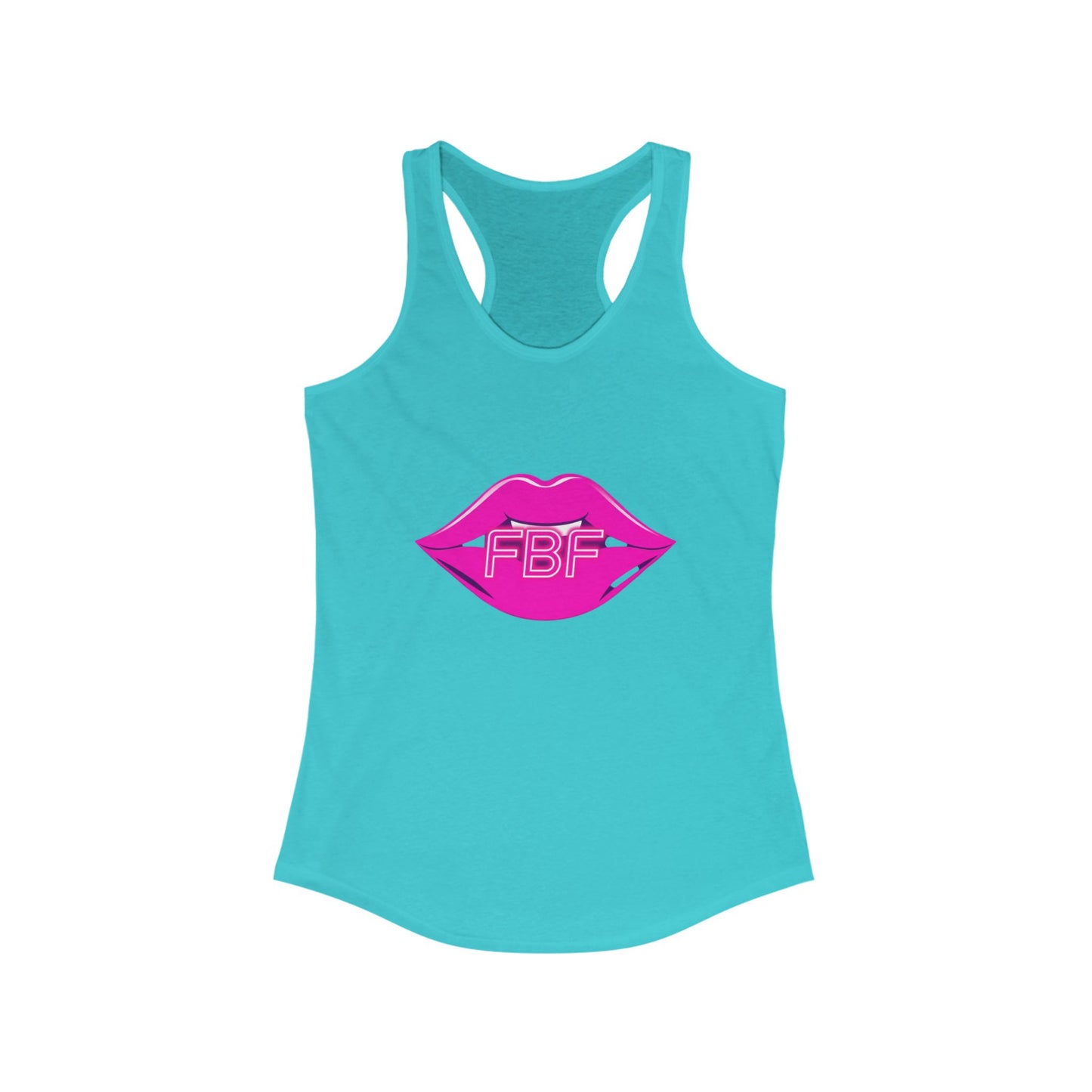 Chic Women’s Racerback Tank with Lip Design, Cute Workout Top, Summer Essential, Trendy Graphic Tee, Gifts for Her, Pool Party Apparel