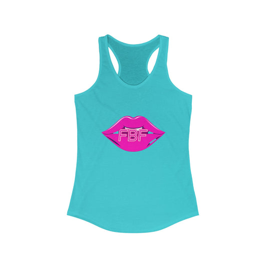 Chic Women’s Racerback Tank with Lip Design, Cute Workout Top, Summer Essential, Trendy Graphic Tee, Gifts for Her, Pool Party Apparel